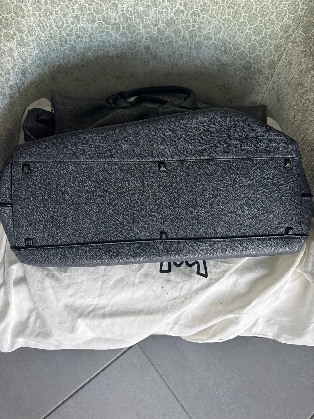 MCM Dark Grey Pebbled Leather Top-Handle Phantom Tote with MCM dust bag EUC